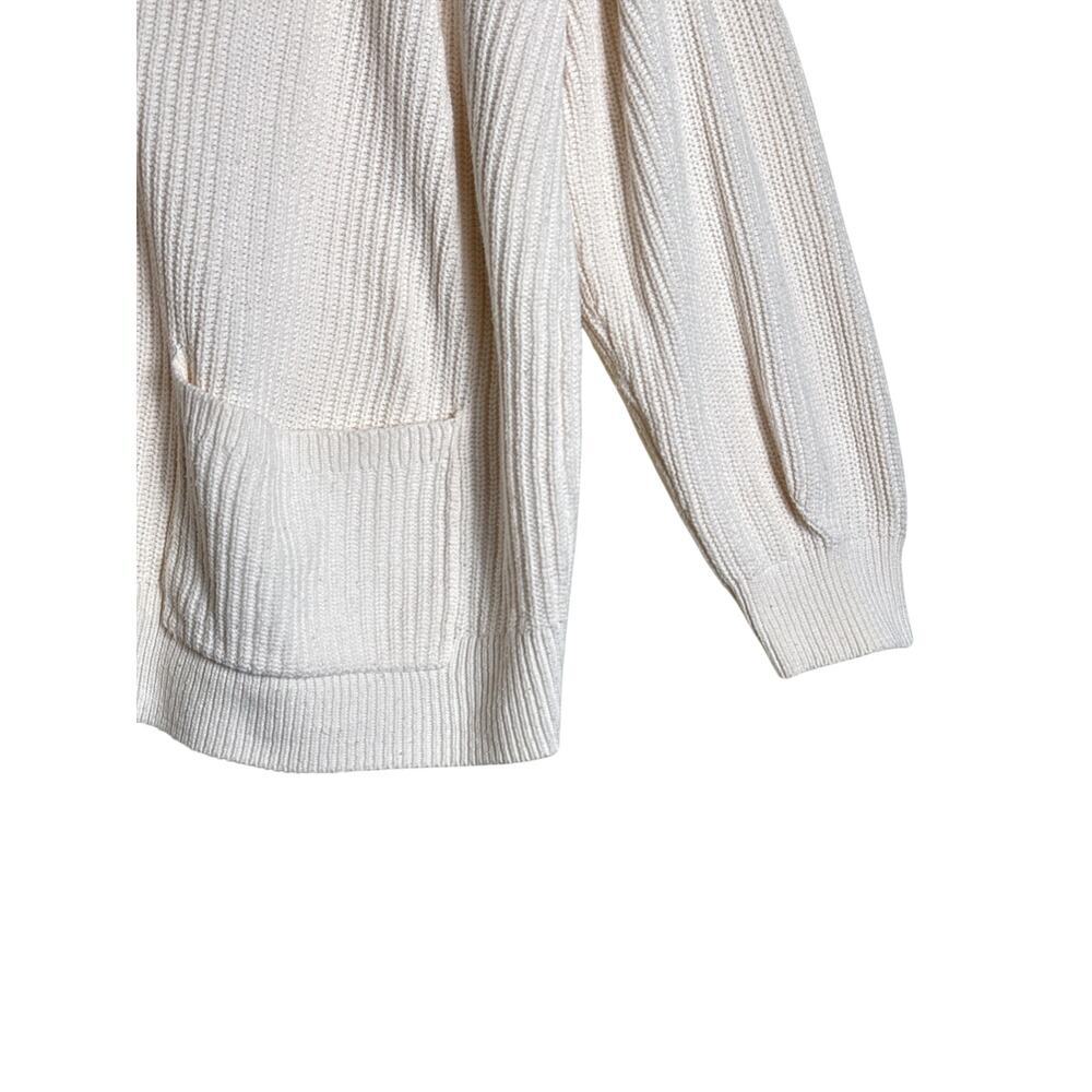 LOFT Cream Ribbed Cardigan XL Cotton Button Front Pockets Relaxed Fit EUC - Picture 3 of 8